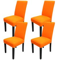 Capa para cadeira de jantar JqinHome High Stretch, conjunto de 4 laranjas
