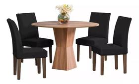 Capa para Cadeira de Malha 2 peças Preto Classic - Seven Textil Capa para Cadeira de Malha 2 peças Preto Classic - Seven Textil