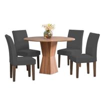 Capa Para Cadeira Lisa Kit 6 Lugares Malha - Cinza