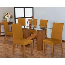 Capa para cadeira Lisa kit 6 lugares malha - Mostarda