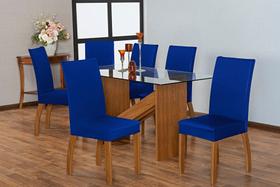 Capa Para Cadeira Mesa De Jantar 04 Lugares Malha Gel Oferta azul escuro Capa Para Cadeira Mesa De Jantar 04 Lugares Malha Gel Oferta azul escuro