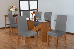 Capa Para Cadeira Mesa De Jantar 04 Lugares Malha Gel Oferta cinza