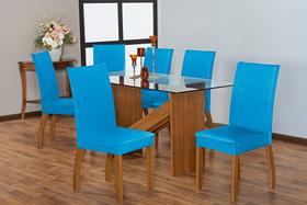 Capa Para Cadeira Mesa De Jantar 06 Lugares Malha Gel Oferta azul claro Capa Para Cadeira Mesa De Jantar 06 Lugares Malha Gel Oferta azul claro