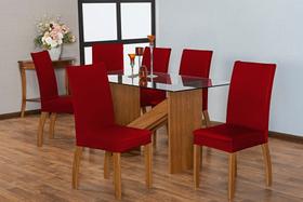 Capa Para Cadeira Mesa De Jantar 08 Lugares Malha Gel Oferta Vermelho