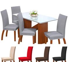 capa para cadeiras jantar kit 4 peças em malha gel + elastico luxo