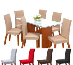capa para cadeiras jantar kit 6 peças em malha gel + elastico luxo