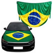 Capa para Capô Automotivo Universal Bandeira Brasil Torcida Futebol