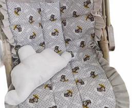 Capa Para Carrinho De Bebê Tamanho Universal 15kg Urso Cinza