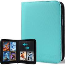 Capa para cartas BYSTER 4 bolsillos, capacidad para 160 cartas, con cierre, color verde azulado