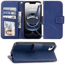 Capa para celular Arae iPhone 16e 6.1" Wallet RFID Kickstand azul Capa para celular Arae iPhone 16e 6.1" Wallet RFID Kickstand azul