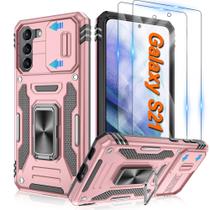 Capa para celular ATUMP Galaxy S21 6.2" em ouro rosa com anel 360