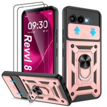 Capa para Celular ATUMP para T-Mobile REVVL 8 com (2 Unidades) Protetor de Tela HD, Capa Resistente a Choques com Suporte Giratório de Metal 360 Grau Militar para Revvl 8 5G, Rosa Dourado Capa para Celular ATUMP para T-Mobile REVVL 8 com (2 Unidades) Protetor de Tela HD, Capa Resistente a Choques com Suporte Giratório de Metal 360 Grau Militar para Revvl 8 5G, Rosa Dourado