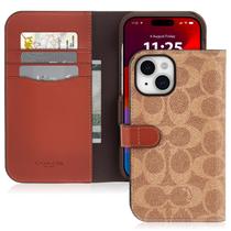 Capa para celular Coach Signature Canvas Wallet iPhone 15 Tan