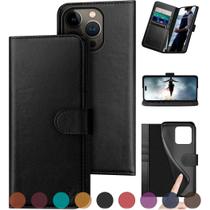 Capa para celular DuckSky, carteira de couro genuíno para iPhone 16 Pro Max