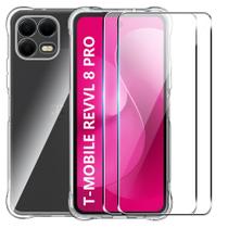Capa para celular Fhyeugfy REVVL 8 Pro transparente em TPU, kit com 2 películas de vidro Capa para celular Fhyeugfy REVVL 8 Pro transparente em TPU, kit com 2 películas de vidro