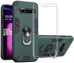 Capa para celular Folmeikat LG V60 ThinQ 6,8" com anel giratório 360 verde Capa para celular Folmeikat LG V60 ThinQ 6,8" com anel giratório 360 verde