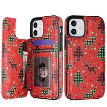 Capa para celular HAOPINSH iPhone 12 6.1", carteira de couro PU