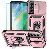 Capa para celular HNHYGETE Samsung S21 FE à prova de choque em ouro rosa