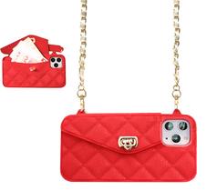 Capa para celular UnnFiko Wallet compatível com iPhone 15 Pro Max vermelha