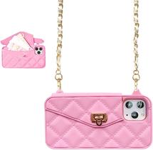 Capa para celular Wallet UnnFiko compatível com iPhone 16 Plus rosa