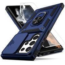 Capa para celular YZOK Galaxy S22 Ultra à Prova de Choque Azul com Suporte em Anel Capa para celular YZOK Galaxy S22 Ultra à Prova de Choque Azul com Suporte em Anel