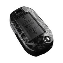 Capa Para Chave De Carro Estilo Fibra De Carbono ABS Para Peugeot Citroen Opel 208 308 508 2008 3008