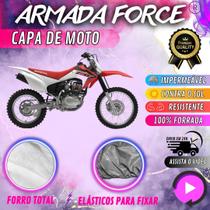 Capa para Cobrir Moto Honda CRF 150F 100% Forrada Forro Total Armada Force 100% Impermeável Forro Total Protege Sol Chuva Lona Proteção Automotiva