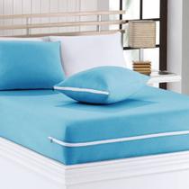 Capa Para Colchão Casal Com Zíper Malha - 1,38x1,88x30cm Azul