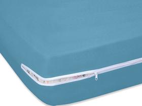 Capa Para Colchão Solteiro 15 Cm De Altura 01 Peça Malha Azul