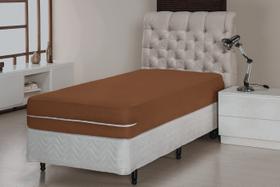 Capa para Colchão Solteiro Altura 30cm Marrom