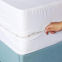 Capa para colchão solteiro com ziper 150 fios tamanho padrão várias cores 1,90x90x18 cm de altura ( cor-10-branco )