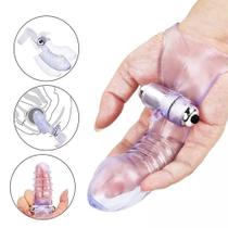 Capa para dedos com estimulador clitoriano e cápsula vibratória