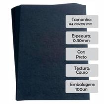 Capa Para Encadernação A4 Preta Couro Fundo 100 Un Capa Para Encadernação A4 Preta Couro Fundo 100 Un