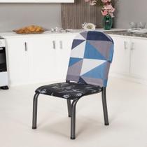 Capa Para Encosto De Cadeira Circular Tubular Malha Estampada Kit 04 Peças