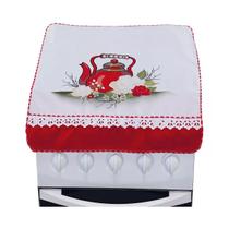 Capa Para Fogão 5/6 Bocas Estampada Rosas Brancas Com Lese