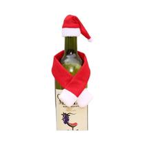 Capa Para Garrafa De Vinho Do Papai Noel Vermelho Com Mini Cachecol E Chapéu, Decoração Para Árvore