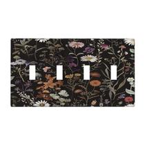 Capa para Interruptor de Luz Oilbiexn com 4 Módulos, Design Floral Vintage
