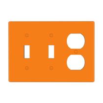 Capa para interruptor e tomada combinada 3 módulos, 2 teclas e 1 tomada duplex, laranja
