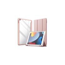 Capa para iPad 10.2 com compartimento para lápis rosa transparente