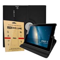 Capa Para Ipad 2 2ª Geração 2011 Tablet 9.7 Polegadas Couro Giratória Reforçada Premium + Pelicula
