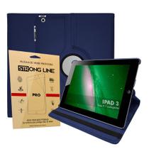 Capa Para Ipad 3 3ª Geração 2012 Tablet 9.7 Polegadas Couro Giratória Reforçada Premium + Pelicula - STRONG LINE