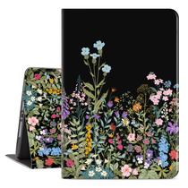 Capa para iPad Lalumix 9ª, 8ª e 7ª geração 10,2" preta floral