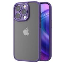 Capa para iph 14 pro max 6.7 com lente protetora roxa