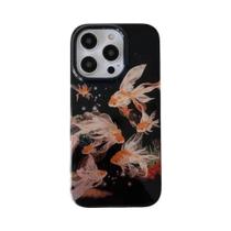 Capa Para iPhone 11/12/13/14/15/16 pro Max Com Textura Brilhante Em Preto Goldfish, Design De Alta Capa Para iPhone 11/12/13/14/15/16 pro Max Com Textura Brilhante Em Preto Goldfish, Design De Alta