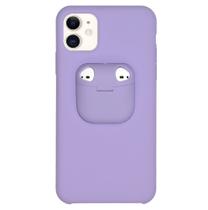 Capa para iPhone 11 Silicone 2 em 1 Suporte para AirPods