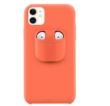 Capa para iPhone 11 Silicone 2 em 1 Suporte para AirPods