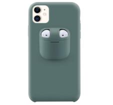 Capa para iPhone 11 Silicone 2 em 1 Suporte para AirPods