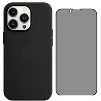 Capa Para iPhone 12 Pro Max Preta Aveludada + Película Privacidade