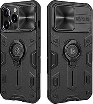 Capa para iPhone 13 Pro Max com capa deslizante de metal para câmera, amortecedores resistentes a impactos com suporte de anel giratório de 360 integrado para Apple iPhone 13 Pro Max 6,7" (preto) Capa para iPhone 13 Pro Max com capa deslizante de metal para câmera, amortecedores resistentes a impactos com suporte de anel giratório de 360 integrado para Apple iPhone 13 Pro Max 6,7" (preto)