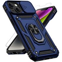 Capa para iPhone 14 M MAIKEZI Grau Militar com Anel 360 Azul Marinho